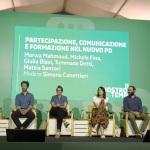 Foto Nicoloro G.   05/09/2023   Ravenna   Festa Nazionale dell' Unita'.  nella foto da sinistra Simone Canettieri, Mattia Santori, Marwa Mahmoud, Giulia Biasi, Tommaso Dotti e Michele Fina.