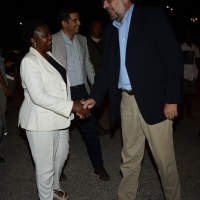 Foto Nicoloro G.  31/08/2014   Ravenna    Festa Provinciale de L' Unità. nella foto la parlamentare europea Cècile Kyenge con il sindaco di Ravenna Fabrizio Matteucci.