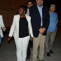 Foto Nicoloro G.  31/08/2014   Ravenna    Festa Provinciale de L' Unità. nella foto la parlamentare europea Cècile Kyenge con il sindaco di Ravenna Fabrizio Matteucci.