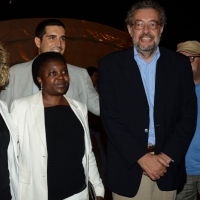Foto Nicoloro G.  31/08/2014   Ravenna    Festa Provinciale de L' Unità. nella foto la parlamentare europea Cècile Kyenge con il sindaco di Ravenna Fabrizio Matteucci e dietro il segretario provinciale PD di Ravenna Michele De Pascale.