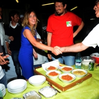 Foto Nicoloro G.  01//09/2014   Ravenna    Festa Provinciale de L' Unità. nella foto il ministro Maria Elena Boschi, dopo l' intervista, visita gli stand gastronomici della Festa.
