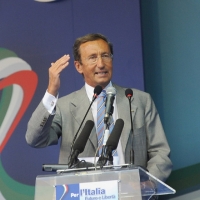 Foto Nicoloro G.  04/09/2010  Mirabello (Ferrara)  Nell\'ambito della 29ª edizione della Festa tricolore di Mirabello dal titolo \"Con Fini. Futuro e Libertà per l\'Italia\" (in programma dal 31 agosto al 5 settembre 2010). nella foto Gianfranco Fini