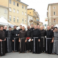 Foto Nicoloro G. 28/09/2012 Rimini Si svolge nella cittadina romagnola il Festival Francescano 2012 che prende il titolo " femminile, plurale " perche' nell' ottavo centenario della consacrazione di Chiara d' Assisi si interroga sulla figura della donna. nella foto Un gruppo di frati
