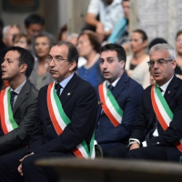 Foto Nicoloro G. 30/07/2013 Ravenna Si è spento a 99 anni il cardinale Ersilio Tonini. I funerali si sono svolti nella Cattedrale di Ravenna, gremita di cittadini, alla presenza di autorità civili ed ecclesiastiche. nella foto Alcuni Sindaci