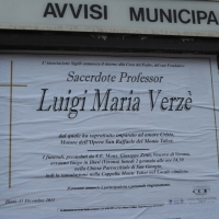 Foto Nicoloro G. 02/01/2012 lllasi ( Verona ) Si sono svolti nella parrocchia di San Giorgio di Illasi, paese dove e' nato 91 anni fa, i funerali di don Luigi Verze'.  nella foto Il manifesto funebre