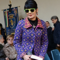 Foto Nicoloro G. 23/02/2016 Milano Cerimonia funebre laica in onore del semiologo e scrittore Umberto Eco. nella foto l' arrivo di Elisbetta Sgarbi.