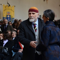 Foto Nicoloro G. 23/02/2016 Milano Cerimonia funebre laica in onore del semiologo e scrittore Umberto Eco. nella foto l' attore Moni Ovadia.