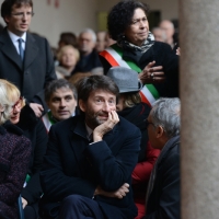 Foto Nicoloro G. 23/02/2016 Milano Cerimonia funebre laica in onore del semiologo e scrittore Umberto Eco. nella foto i ministri Stefania Giannini e Dario Franceschini.