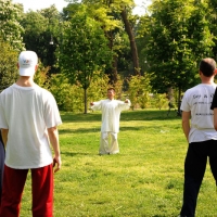 Foto Nicoloro G. 28/04/2012 Milano In occasione della giornata mondiale del Taichi e del Qi Gong, con il patrocinio del Comune di Milano, si terranno lezioni gratuite di Taichi in alcuni parchi della citta’. Le lezioni sono tenute dal maestro caposcuola Xia Chaozhen. nella foto Xia Chaozhen