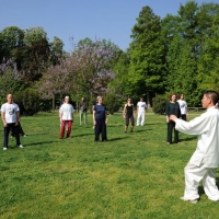 Foto Nicoloro G. 28/04/2012 Milano In occasione della giornata mondiale del Taichi e del Qi Gong, con il patrocinio del Comune di Milano, si terranno lezioni gratuite di Taichi in alcuni parchi della citta’. Le lezioni sono tenute dal maestro caposcuola Xia Chaozhen. nella foto Xia Chaozhen