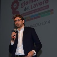 Foto Nicoloro G.  02/05/2014  Rimini     Aperta ufficialmente la tre giorni organizzata dalla CGIL \" Giornate del Lavoro \" tra incontri, concerti, dibattiti, idee. nella foto il sindaco di Rimini Andrea Gnassi.