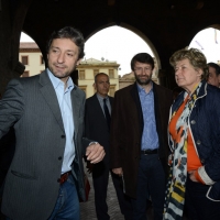 Foto Nicoloro G.  03/05/2014  Rimini      Seconda delle tre " Giornate del Lavoro " organizzate dalla CGIL, tra incontri, concerti, dibattiti, idee. nella foto da sinistra il sindaco di Rimini Andrea Gnassi, il ministro Dario Franceschini e il segretario CGIL Susanna Camusso.