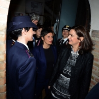Foto Nicoloro G.  03/05/2014  Rimini      Seconda delle tre " Giornate del Lavoro " organizzate dalla CGIL, tra incontri, concerti, dibattiti, idee. nella foto la presidente della Camera Laura Boldrini saluta due donne poliziotto.