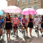 Foto Nicoloro G.   21/05/2019   Ravenna    10° tappa del 102° Giro d\' Italia da Ravenna a Modena. nella foto pronti sulla linea di partenza della decima tappa da sinistra Giulio Ciccone, Valerio Conti, Pascal Ackermann e Nans Peters.