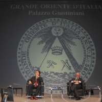 Foto Nicoloro G. 01/04/2011 Rimini Assemblea 2011 del Grande Oriente d’ Italia che riunisce tutte le Logge d’ Italia sul tema dell’ Unità d\'Italia ” Dopo 150 anni per restare insieme”. nella foto Alessandro Cecchi Paone – Fulvio Conti – Paolo Peluffo – Aldo Masullo