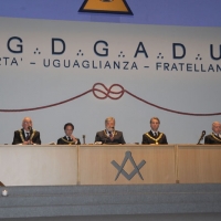 Foto Nicoloro G. 01/04/2011 Rimini Assemblea 2011 del Grande Oriente d’ Italia che riunisce tutte le Logge d’ Italia sul tema dell’ Unità d'Italia ” Dopo 150 anni per restare insieme”. nella foto Tavolo di presidenza con Gustavo Raffi