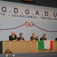 Foto Nicoloro G. 01/04/2011 Rimini Assemblea 2011 del Grande Oriente d’ Italia che riunisce tutte le Logge d’ Italia sul tema dell’ Unità d'Italia ” Dopo 150 anni per restare insieme”. nella foto Tavolo di presidenza con Gustavo Raffi