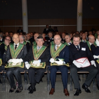 Foto Nicoloro G. 05/04/2013 Rimini Edizione 2013 dell’ assise del Grande Oriente d’ Italia che ha come tema ” Liberi di costruire. Responsabilità, partecipazione e rinnovamento “. nella foto Alcuni massoni con i tradizionali segni distintivi