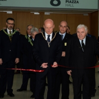 Foto Nicoloro G.  10/04/2015  Rimini    Assise annuale del Grande Oriente d' Italia, la più importante istituzione massonica italiana, dal titolo " Il coraggio delle idee, la costanza delle azioni ". nella foto il Gran Maestro Stefano Bisi con l' inaugurazione della mostra " Un contributo al pregiudizio. La satira antimassonica " apre ufficialmente questa edizione dell' assise del GOI.