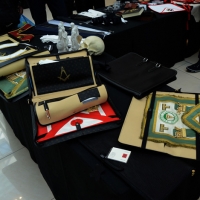Foto Nicoloro G.  10/04/2015  Rimini    Assise annuale del Grande Oriente d\' Italia, la più importante istituzione massonica italiana, dal titolo \" Il coraggio delle idee, la costanza delle azioni \". nella foto alcuni dei gadget in vendita.