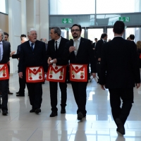 Foto Nicoloro G.  10/04/2015  Rimini    Assise annuale del Grande Oriente d' Italia, la più importante istituzione massonica italiana, dal titolo " Il coraggio delle idee, la costanza delle azioni ". nella foto alcuni massoni.