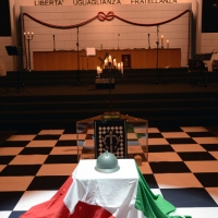 Foto Nicoloro G. 10/04/2015  Rimini    Assise annuale del Grande Oriente d' Italia, la più importante istituzione massonica italiana, dal titolo " Il coraggio delle idee, la costanza delle azioni ". nella foto uno scorcio del grande salone detto " il Tempio " dove si svolgono le riunioni plenarie.