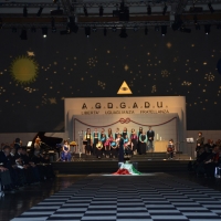 Foto Nicoloro G. 10/04/2015  Rimini    Assise annuale del Grande Oriente d' Italia, la più importante istituzione massonica italiana, dal titolo " Il coraggio delle idee, la costanza delle azioni ". nella foto uno scorcio del grande salone detto " il Tempio " dove si svolgono le riunioni plenarie.