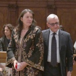 Foto Nicoloro G.   29/03/2023   Bagnacavallo   (RA)   Si sono svolti oggi i funerali dell' attore Ivano Marescotti. nella foto il prefetto di Ravenna Castrese De Rosa e la moglie dell' attore Erika Leonelli.