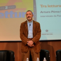 Foto Nicoloro G.   16/11/2014   Milano     Serata dedicata ai tre anni dell\' inserto domenicale del Corriere della Sera \" La Lettura \". nella foto lo scrittore spagnolo Arturo Perez-Reverte.