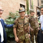 Foto Nicoloro G.   12/07/2023   Ravenna   Il commissario al post-alluvione generale Francesco Paolo Figliuolo a Ravenna incontra i sindaci dei comuni alluvionati. nella foto da sinistra il prefetto Castrese De Rosa, il generale Francesco Paolo Figliuolo, il sindaco Michele de Pascale e la sindaca di Conselice Paola Pula.