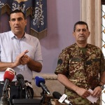 Foto Nicoloro G.   12/07/2023   Ravenna   Il commissario al post-alluvione generale Francesco Paolo Figliuolo a Ravenna incontra i sindaci dei comuni alluvionati. nella foto il sindaco Michele de Pascale e il generale Francesco Paolo Figliuolo.