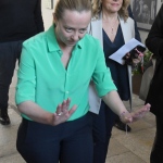 Foto Nicoloro G.   21/05/2023   Ravenna    Il presidente del Consiglio Giorgia Meloni in visita ai luoghi della Romagna colpiti dal maltempo ha fatto tappa anche a Ravenna. nella foto la premier Giorgia Meloni invita i giornalisti e i fotografi alla calma.