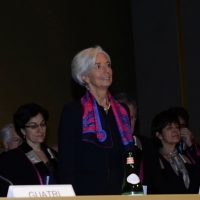 Foto Nicoloro G.  09/12/2014    Milano    Inaugurazione dell' Anno Accademico 2014-2015 dell' Università Bocconi. nella foto il direttore generale del FMI Christine Lagarde.