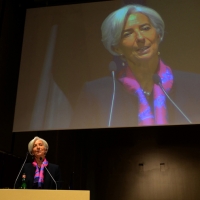 Foto Nicoloro G.  09/12/2014    Milano    Inaugurazione dell' Anno Accademico 2014-2015 dell' Università Bocconi. nella foto il direttore generale del FMI Christine Lagarde durante il suo intervento.