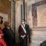 15/05/2021   Ravenna  Inaugurazione del Museo Dante alla presenza del ministro dell' Istruzione. nella foto il Ministro Patrizio Bianchi visita la tomba di Dante accompagnato dal sindaco Michele de Pascale.