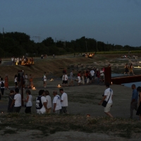 Foto Nicoloro G.  28/07/2015   Ravenna   Il ministro dei Beni e delle AttivitÃ  culturali inaugura il nuovo sito archeologico dell\' Antico Porto di Classe. nella foto una veduta del sito al tramonto con gruppi di visitatori.