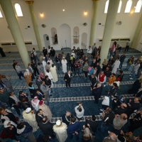 Foto Nicoloro G. 04/10/2013 Ravenna Inaugurazione della seconda più grande Moschea d’ Italia dopo quella di Roma. nella foto Veduta dall'alto della sala di preghiera  