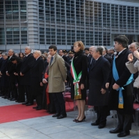 Foto Nicoloro G. 21/03/2011 Milano Inaugurazione alla presenza del Capo dello Stato della nuova sede della Regione Lombardia. nella foto Giorgio Napolitano e Dionigi Tettamanzi con le altre autorità