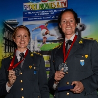Foto Nicoloro G.  04/12/2013  Milano   Trentunesima edizione del '' Milano International Ficts Fest ''. nella foto le due campionesse mondiali di canottaggio Laura Milani, a sinistra, e Elisabetta Sancassani.