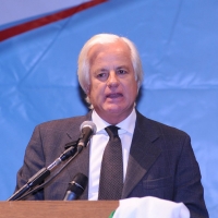 Foto Nicoloro G. " Citazione obbligatoria " Milano 25/10/2010 Il presidente della Camera e' al Teatro Derby a Milano, nelle nuove vesti di leader di Futuro e Liberta’, per un incontro pubblico con simpatizzanti, militanti dei circoli di Generazione Italia e amministratori locali fuoriusciti dal Pdl. nella foto Giampaolo Landi di Chiavenna
