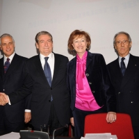 Foto Nicoloro G. 18/01/2011 Milano Incontro, nella sede della Camera di Commercio, su ” Italian-Albanian Economic Forum ” alla presenza del primo ministro di Albania e delle istituzioni di Lombardia. nella foto Roberto Formigoni – Sali Berisha – Letizia Moratti – Bruno Ermolli