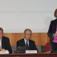 Foto Nicoloro G. 18/01/2011 Milano Incontro, nella sede della Camera di Commercio, su ” Italian-Albanian Economic Forum ” alla presenza del primo ministro di Albania e delle istituzioni di Lombardia. nella foto  Sali Berisha – Bruno Ermolli – Letizia Moratti