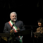 Foto Nicoloro G.  02/08/2021   Gatteo a Mare (RA)   22° edizione de La Milanesiana che per il secondo anno consecutivo sbarca in Emilia-Romagna e fa tappa a Gatteo a Mare. nella foto il sindaco di Gatteo a Mare Gianluca Vincenzi e Elisabetta Sgarbi.