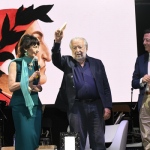 Foto Nicoloro G.   01/08/2021   Ravenna   22° edizione de La Milanesiana che per il secondo anno consecutivo sbarca in Emilia-Romagna e fa tappa a Ravenna. nella foto da sinistra Elisabetta Sgarbi, il regista Pupi Avati e il giornalista e scrittore Mario Andreose.