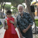 Foto Nicoloro G.   06/08/2020   Milano Marittima-Cervia  ( RA )  Inaugurazione del monumento ' La Rosa della Milanesiana di Riviera ', opera dell' artista Marco Lodola e donato dalla Fondazione Elisabetta Sgarbi al comune di Cervia. nella foto Elisabetta Sgarbi con l' artista Marco Lodola.