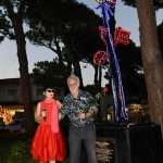 Foto Nicoloro G.   06/08/2020   Milano Marittima-Cervia  ( RA )  Inaugurazione del monumento \' La Rosa della Milanesiana di Riviera \', opera dell\' artista Marco Lodola e donato dalla Fondazione Elisabetta Sgarbi al comune di Cervia. nella foto Elisabetta Sgarbi con l\' artista Marco Lodola.