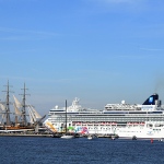 Foto Nicoloro G.   18/10/2026   Ravenna   Dopo una sosta di 5 giorni la nave scuola A. Vespucci lascia il porto di Ravenna. nella foto la nave scuola Vespucci lascia il porto di Ravenna.