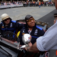 Foto Nicoloro G. 16/05/2014  Ravenna    La 32° edizione della 1000 Miglia, con le sue 435 auto, passa da Ravenna. nella foto tra i partecipanti Jo Ramirez, che fu coordinatore della Mc Laren in Formula 1.
