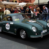 Foto Nicoloro G. 16/05/2014  Ravenna    La 32° edizione della 1000 Miglia, con le sue 435 auto, passa da Ravenna. nella foto tra i partecipanti Ferruccio Ferragamo alla guida di una Porsche.
