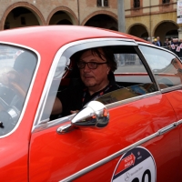 Foto Nicoloro G. 16/05/2014  Ravenna    La 32° edizione della 1000 Miglia, con le sue 435 auto, passa da Ravenna. nella foto tra i partecipanti Andrea Zagato.